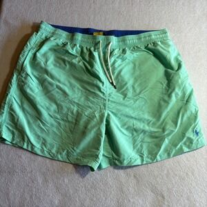 Polo Ralph Lauren 2XB Green Swim Trunks Shorts Drawstring Pony Logo‎